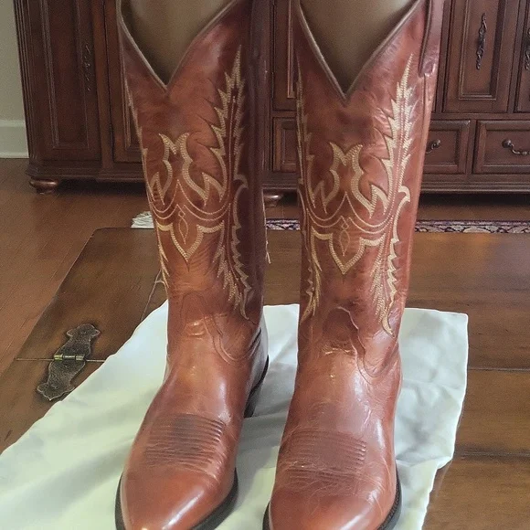 Tony Lama Blue Star Logo Leather Boots - Picture 2 of 6